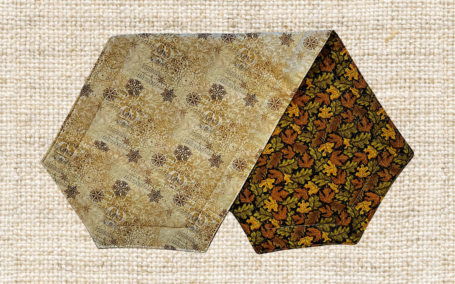 36" CHRISTMAS / HARVEST Two-Sided Table Runners. Each Side has a Selected Quality Print for Each Season. Fiber Filled and Machine Washable!